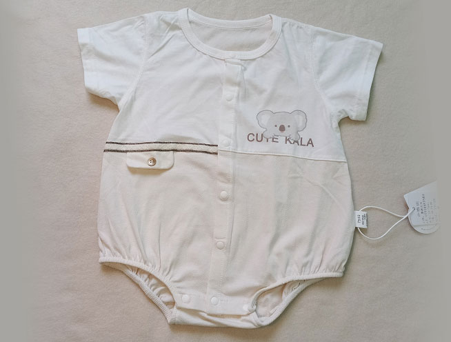 Cute Koala Printed Short Sleeve Romper for Little Sweethearts - Off-White and Beige