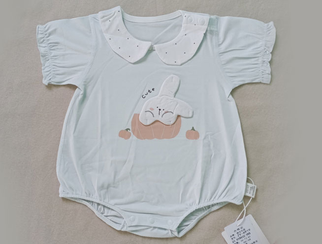 Cute Bunny Printed Color Romper for Little Sweethearts - Pastel Blue
