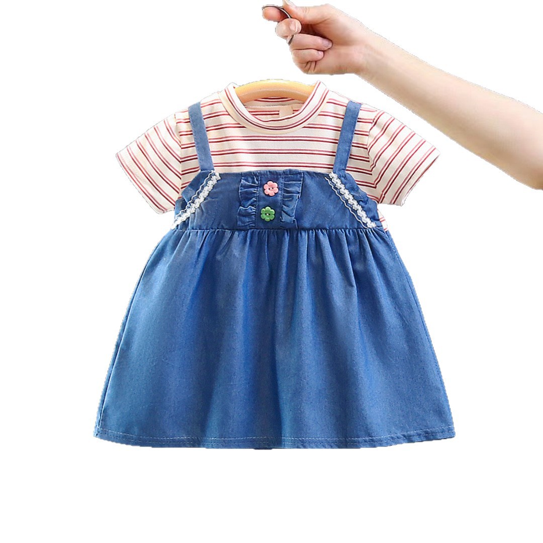 Baby Girls' Summer Cotton Floral Princess Dress