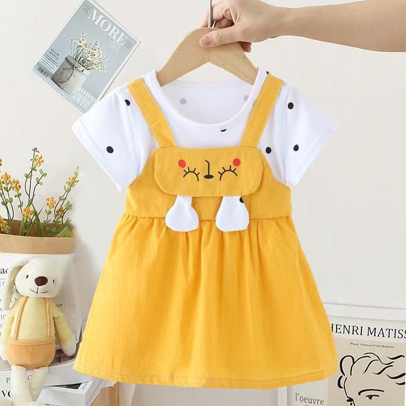 Baby Girls' Summer Sweet Cartoon Suspender Dress (Age 6 Months - 4 Years)